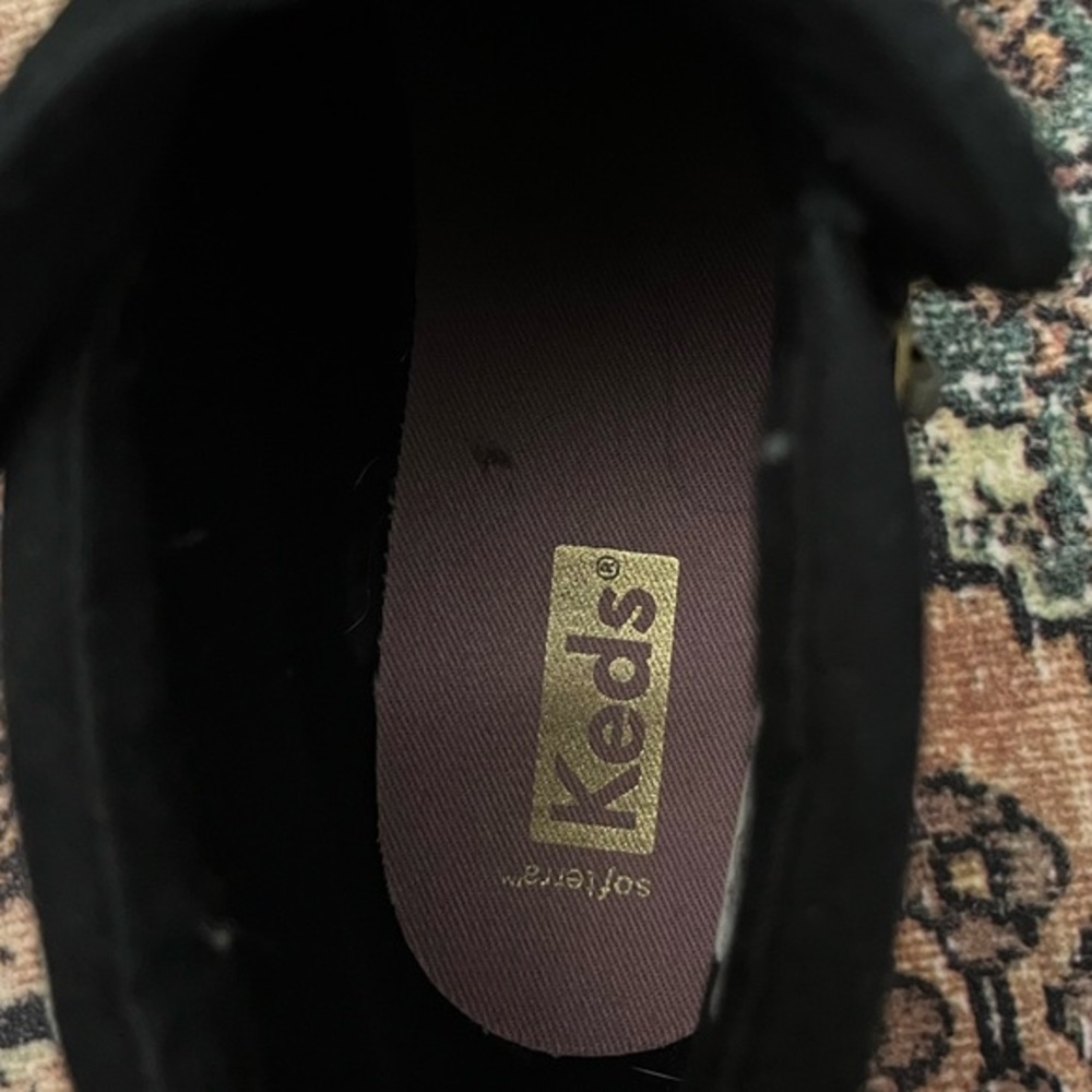 Keds Black Zip High-Top Sneakers in Black Denim and Suede in Size 7 Platform - Picture 7 of 10
